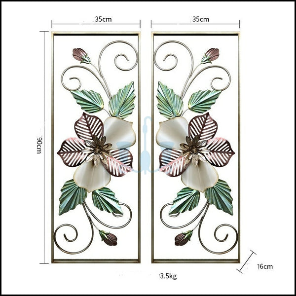Ivory, Copper Brown, Green And Gold Floral Handcrafted 2 Piece Metal Wall Hanging (Wall Decor) Of Size 90×35cm, Available Exclusively On Shahi Sajawat India, the world of home decor products.Best trendy home decor, office decor, restaurant, living room, kitchen and bathroom decor ideas of 2022.