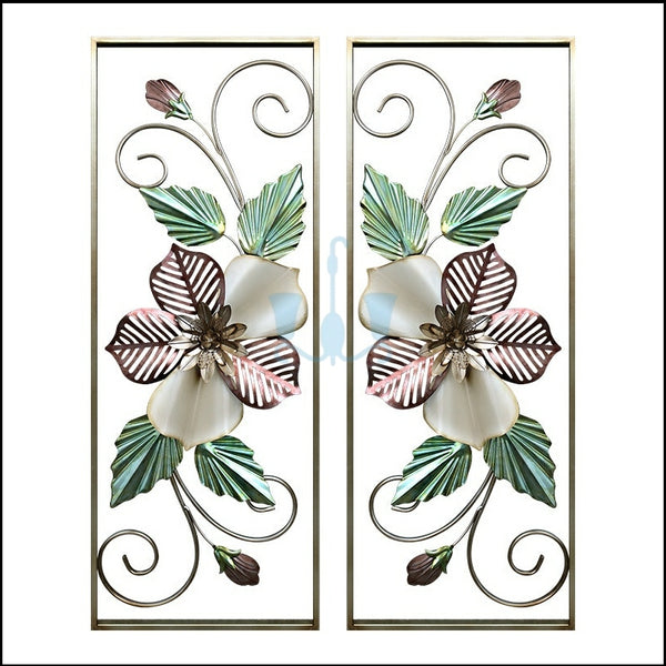 Ivory, Copper Brown, Green And Gold Floral Handcrafted 2 Piece Metal Wall Hanging (Wall Decor) Of Size 90×35cm, Available Exclusively On Shahi Sajawat India, the world of home decor products.Best trendy home decor, office decor, restaurant, living room, kitchen and bathroom decor ideas of 2022.