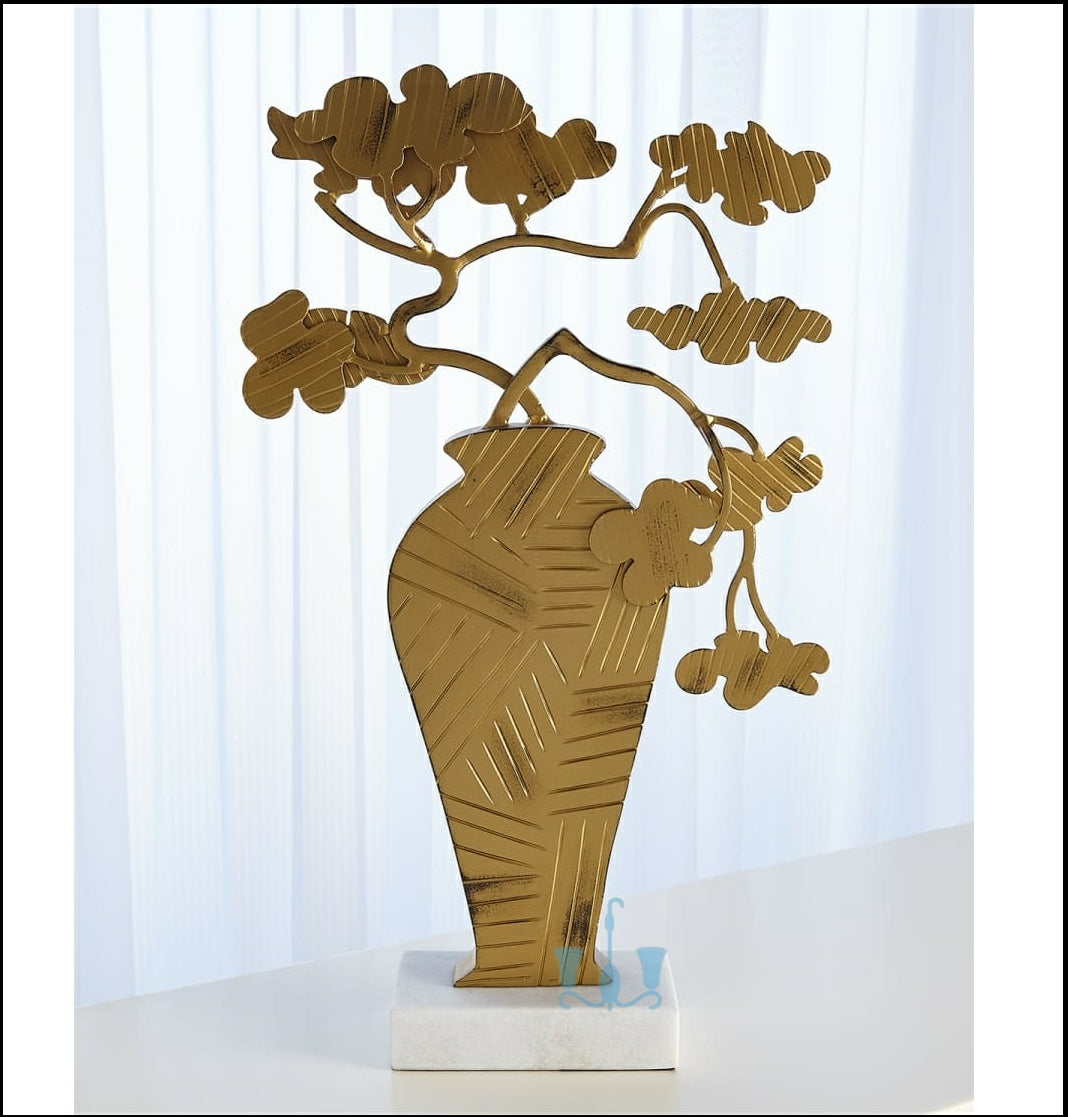 Large Gold Ming Bonsai Dual Sided Handcrafted Metal (Iron) And Marble Sculpture (Figurine), Available exclusively on Shahi Sajawat India, the world of home decor products. Best trendy home decor, office decor, living room, kitchen and bathroom decor ideas of 2022.