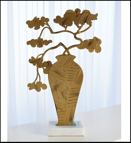 Large Gold Ming Bonsai Dual Sided Handcrafted Metal (Iron) And Marble Sculpture (Figurine), Available exclusively on Shahi Sajawat India, the world of home decor products. Best trendy home decor, office decor, living room, kitchen and bathroom decor ideas of 2022.