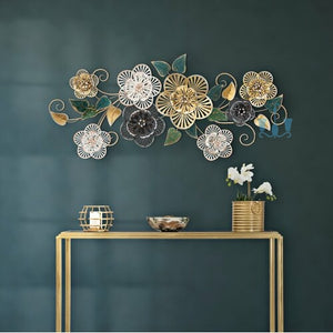 Gold Floral Contemporary Handcrafted Metal Wall Hanging (Wall Decor) Of Size 118×58cm, Available Exclusively At Shahi Sajawat India, the world of home decor products.Best trendy home decor, office decor, restaurant decor, living room, kitchen and bathroom decor ideas of 2022.