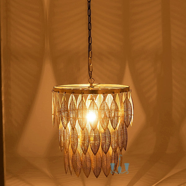 Gold Leaves Handcrafted Metal (Iron) Pendant Lights With E27 Base Type And Chain Pendant Installation available exclusively on Shahi Sajawat India, the world of home decor products.Best trendy home decor, office decor, restaurant decor, living room, kitchen and bathroom decor ideas of 2022.