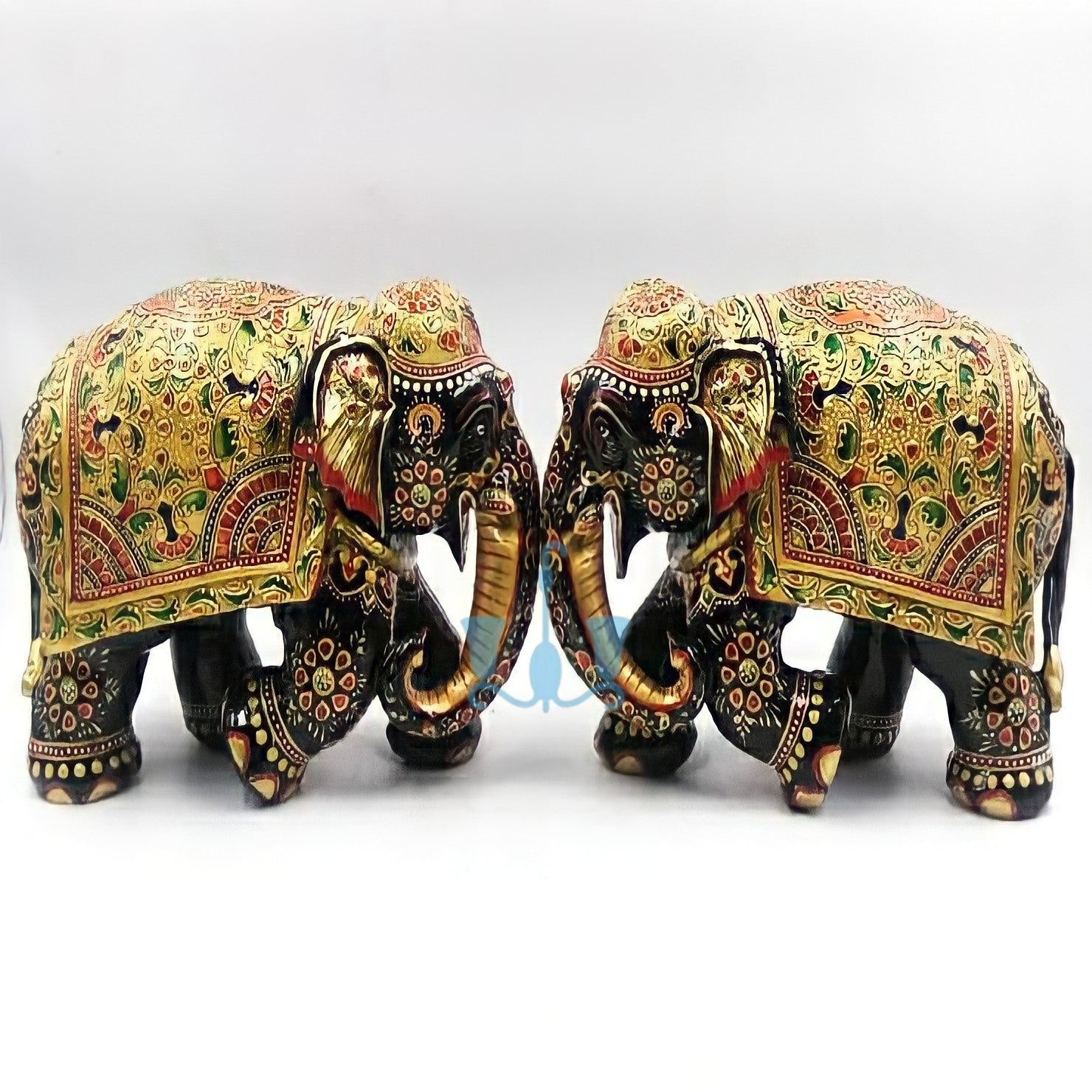 Black 2 Piece Fine Painted Wooden Elephant Figurines Of Size 7inch, available exclusively on Shahi Sajawat India, the world of home decor products. Best trendy home decor, living room, kitchen and bathroom decor ideas of 2022
