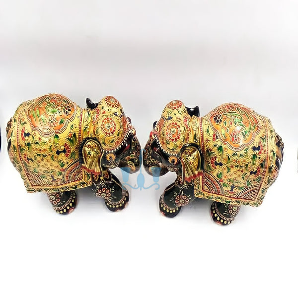 Black 2 Piece Fine Painted Wooden Elephant Figurines Of Size 7inch, available exclusively on Shahi Sajawat India, the world of home decor products. Best trendy home decor, living room, kitchen and bathroom decor ideas of 2022
