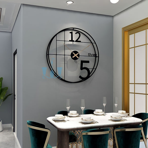 Large Black/Gold Quartz Circular Metal Wall Clocks, With Single Face Form, Needle Display, Circular Shape,Of Size 50×50cm, available exclusively on Shahi Sajawat India, the world of home decor products. Best trendy home decor, living room, kitchen and bathroom decor ideas of 2022.