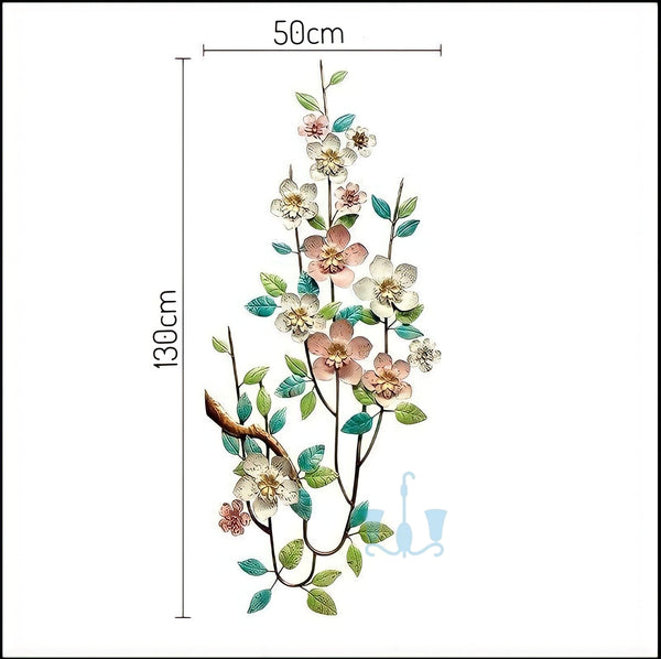 Blue,Green,Peach And White Sprig Metal Wall Hanging Of Size 130×50cm, available exclusively on Shahi Sajawat India, the world of home decor products.Best trendy home decor, living room, kitchen and bathroom decor ideas of 2022