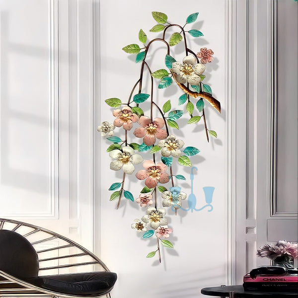 Blue,Green,Peach And White Sprig Metal Wall Hanging Of Size 130×50cm, available exclusively on Shahi Sajawat India, the world of home decor products.Best trendy home decor, living room, kitchen and bathroom decor ideas of 2022.