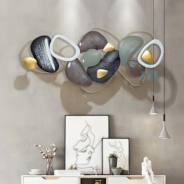 Brown, Black And Green Abstract Metal (Wrought Iron) Stone Wall Hangings Of Size 135×64cm, available exclusively on Shahi Sajawat India, the world of home decor products. Best trendy home decor, living room, kitchen and bathroom decor ideas of 2022.