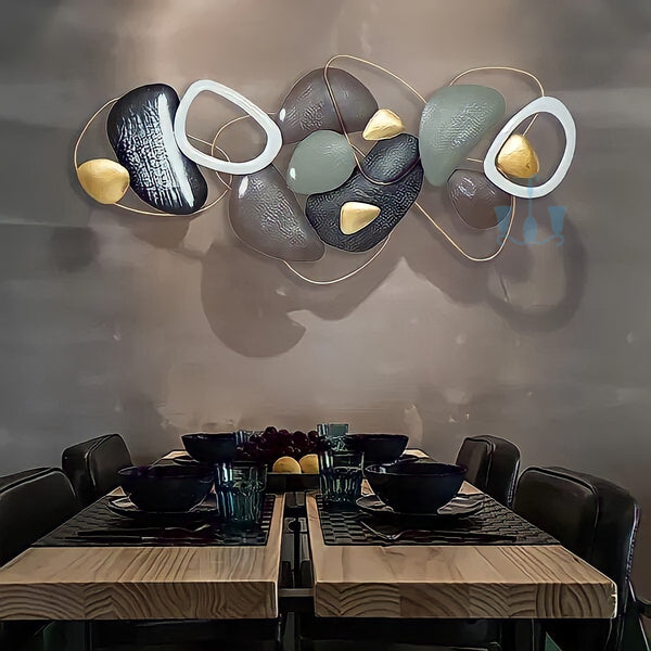 Brown, Black And Green Abstract Metal (Wrought Iron) Stone Wall Hangings Of Size 135×64cm, available exclusively on Shahi Sajawat India, the world of home decor products. Best trendy home decor, living room, kitchen and bathroom decor ideas of 2022.