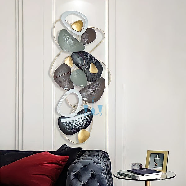 Brown, Black And Green Abstract Metal (Wrought Iron) Stone Wall Hangings Of Size 135×64cm, available exclusively on Shahi Sajawat India, the world of home decor products. Best trendy home decor, living room, kitchen and bathroom decor ideas of 2022.