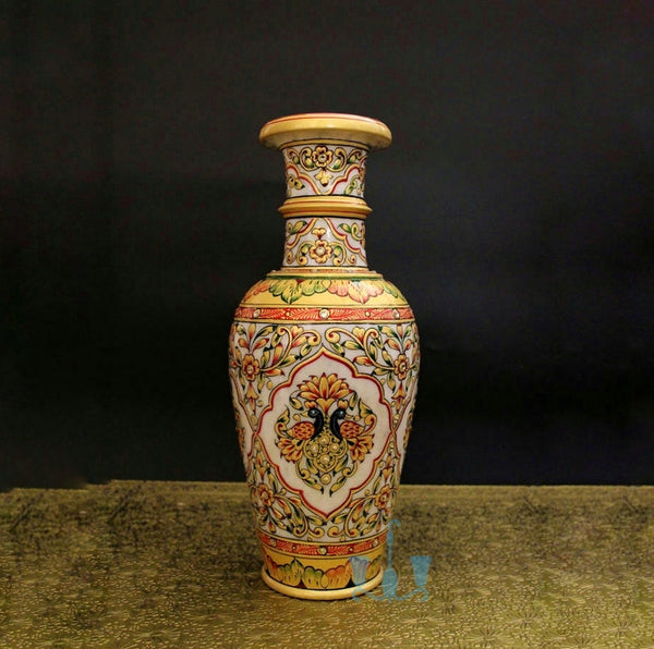 Multicoloured Marble Vases With Embossed Painting Of Size 12", Available Exclusively At Shahi Sajawat, the world of home decor products.Best trendy home decor, living room, kitchen and bathroom decor ideas of 2022.