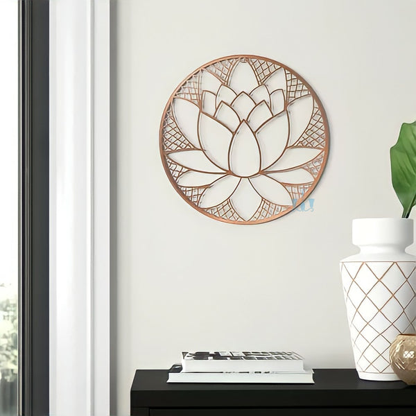 Gold Lotus Bloom Metal (Steel) Handcrafted Metal Wall Hanging (Wall Decor) Of Size 40cm Available Exclusively At Shahi Sajawat India, the world of home decor products.Best trendy home decor, office decor, restaurant decor, living room, kitchen and bathroom decor ideas of 2022.