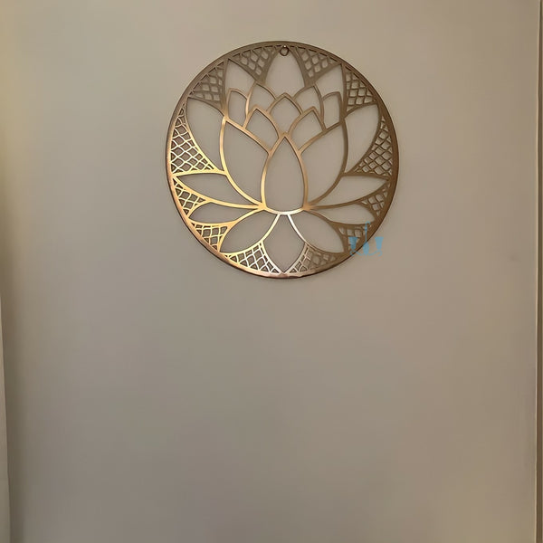 Gold Lotus Bloom Metal (Steel) Handcrafted Metal Wall Hanging (Wall Decor) Of Size 40cm Available Exclusively At Shahi Sajawat India, the world of home decor products.Best trendy home decor, office decor, restaurant decor, living room, kitchen and bathroom decor ideas of 2022.