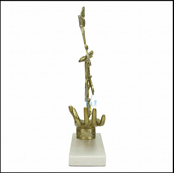 Gold Rising Butterfly From Open Hands Metal Table Top Handcrafted Sculpture (Figurine), Available exclusively on Shahi Sajawat India, the world of home decor products. Best trendy home decor, office decor, living room,table decor, kitchen and bathroom decor ideas of 2022.