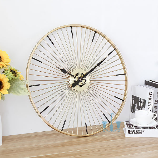 Large Golden Circular Quartz Metal (Iron) Wall Clock Of Size 60×60cm, With Needle Display, Single Face Form,available exclusively on Shahi Sajawat India, the world of home decor products.Best trendy home decor, living room, kitchen and bathroom decor ideas of 2022.