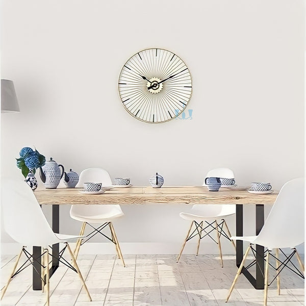 Large Golden Circular Quartz Metal (Iron) Wall Clock Of Size 60×60cm, With Needle Display, Single Face Form,available exclusively on Shahi Sajawat India, the world of home decor products.Best trendy home decor, living room, kitchen and bathroom decor ideas of 2022.