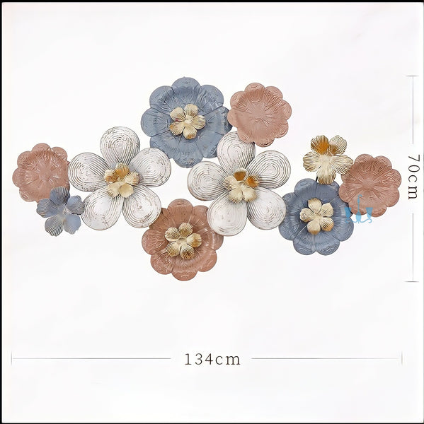 Peachy Brown And Greyish Blue Pastel Floral European Style Handcrafted Metal Wall Hanging (Wall Decor) Of Size 134×70cm, Available Exclusively At Shahi Sajawat India, the world of home decor products.Best trendy home decor, office decor, restaurant decor, living room, kitchen and bathroom decor ideas of 2022.