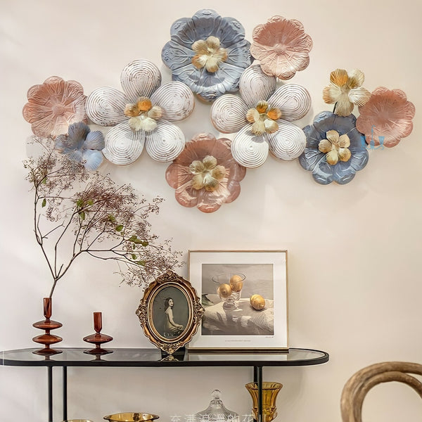 Peachy Brown And Greyish Blue Pastel Floral European Style Handcrafted Metal Wall Hanging (Wall Decor) Of Size 134×70cm, Available Exclusively At Shahi Sajawat India, the world of home decor products.Best trendy home decor, office decor, restaurant decor, living room, kitchen and bathroom decor ideas of 2022.