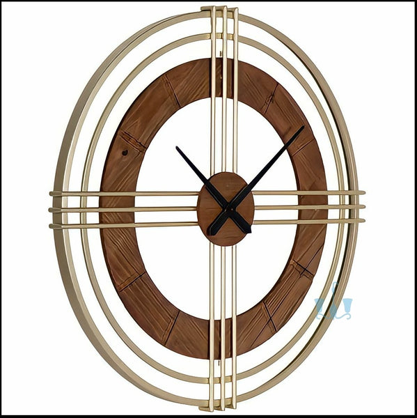 Gold Contemporary Handcrafted Quartz Metal (Iron) And Wood Circular Wall Clock With Single Face Form And Needle Display, available exclusively on Shahi Sajawat India, the world of home decor products.Best trendy home decor, office decor, restaurant decor, living room, kitchen and bathroom decor ideas of 2022.