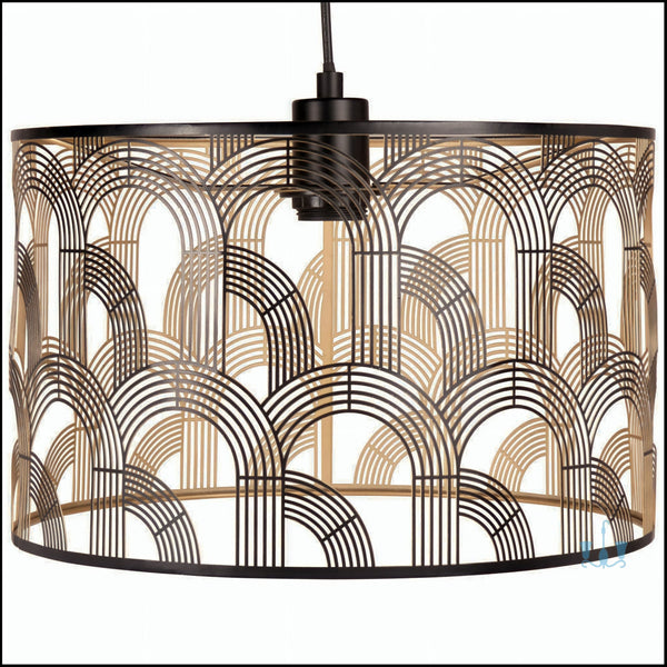 Black And Gold Handcrafted Drum Metal Pendant Light With Scallop Patterns Chandelier With E27 Base Type, AC Power Source and Voltage Of 90-260V, available exclusively on Shahi Sajawat India,the world of home decor products.Best trendy home decor, office, restaurant, living room and kitchen decor ideas of 2023.