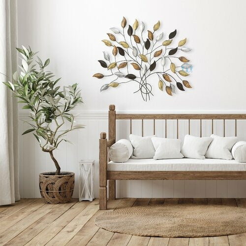 Gold, Silver, Copper And Black Handcrafted Tree Of Life Metal Wall Hanging (Wall Decor) Of Size 103×90cm, Available Exclusively At Shahi Sajawat India, the world of home decor products.Best trendy home decor, office decor, restaurant decor, living room, kitchen and bathroom decor ideas of 2023.