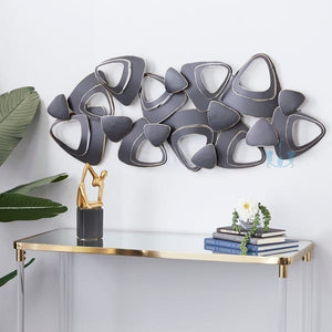 Black Abstract Triangles Metal Wall Hanging (Wall Decor) Of Size 47×3×20 inch Of Mid-Century Modern Style, Available Exclusively On Shahi Sajawat India, the world of home decor products.Best trendy home decor, living room, kitchen and bathroom decor ideas of 2023