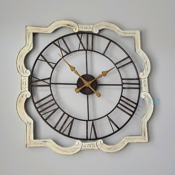 Off-White And Black Shabby Chic Farmhouse Style Arched Handcrafted Quartz Metal (Iron) Wall Clock With Single Face Form And Needle Display, available exclusively on Shahi Sajawat India, the world of home decor products.Best trendy home decor, office decor, restaurant decor, living room, kitchen and bathroom decor ideas of 2023.