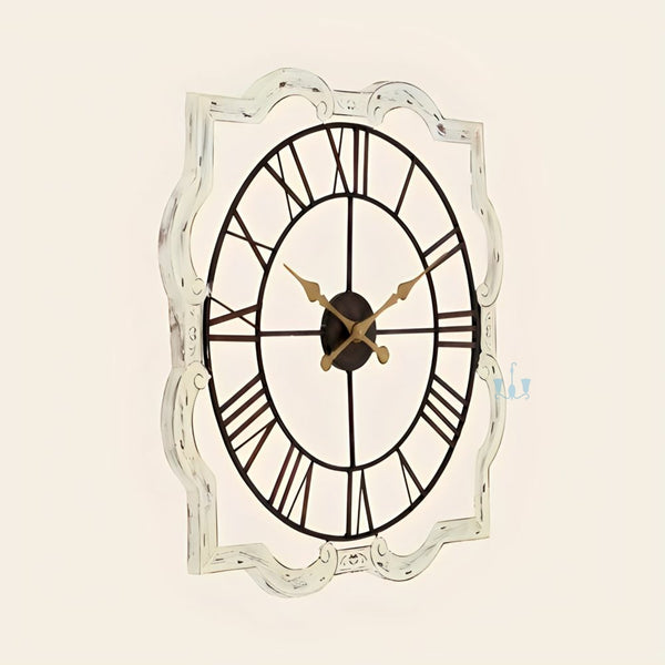 Off-White And Black Shabby Chic Farmhouse Style Arched Handcrafted Quartz Metal (Iron) Wall Clock With Single Face Form And Needle Display, available exclusively on Shahi Sajawat India, the world of home decor products.Best trendy home decor, office decor, restaurant decor, living room, kitchen and bathroom decor ideas of 2023.