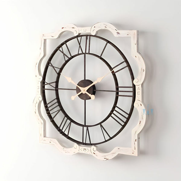 Off-White And Black Shabby Chic Farmhouse Style Arched Handcrafted Quartz Metal (Iron) Wall Clock With Single Face Form And Needle Display, available exclusively on Shahi Sajawat India, the world of home decor products.Best trendy home decor, office decor, restaurant decor, living room, kitchen and bathroom decor ideas of 2023.