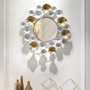 Large White And Golden Iron Lotus Leaf Bordered Wall Mirror Of Size 61.6×60.3cm is waterproof, corrosion resistant and scratch resistant, available exclusively on Shahi Sajawat India, the world of home decor products. Best trendy home decor, living room and kitchen decor ideas of 2019.