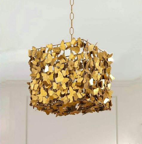 Gold Butterfly Square Metal Pendant Lights Of Size 20"×20"×20" With E27 Base Type And AC Power Source, available exclusively on Shahi Sajawat India, the world of home decor products.Best trendy home decor, living room, kitchen and bathroom decor ideas of 2020.