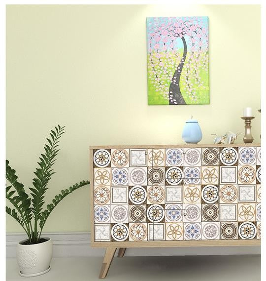 DIY Multicoloured Bohemian Self adhesive PVC Wall Tile Stickers Are smooth surfaced, waterproof, fireproof, mould-proof, extra thick, environment friendly, available exclusively on Shahi Sajawat India, the world of home decor products.Best trendy home decor, living room, kitchen and bathroom decor ideas of 2020.
