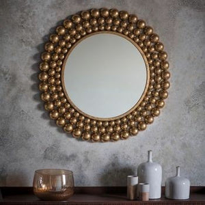 Large Gold Antique Round Metal Wall Mirrors Of Size 36"×36" Are Waterproof, High Definiton, Scratch Resistant, available exclusively on Shahi Sajawat India, the world of home decor products.Best trendy home decor, living room, kitchen and bathroom decor ideas of 2020.