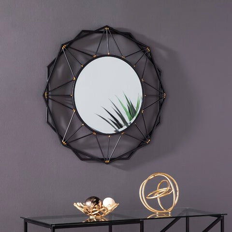 Black And Golden Floral Metal Wall Mirrors Of Size 33"×33" Are Waterproof, Corrosion resistant, Scratch Resistant, available exclusively on Shahi Sajawat India, the world of home decor products.Best trendy home decor, living room, kitchen and bathroom decor ideas of 2020.