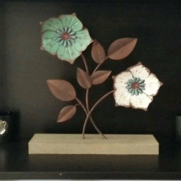 Brown Flower Handmade Metal Sculpture Of Size 12"H × 11"W × 3"D(inch), Available Exclusively On Shahi Sajawat India, the world of home decor products. Best trendy home decor, living room, kitchen and bathroom decor ideas of 2021.