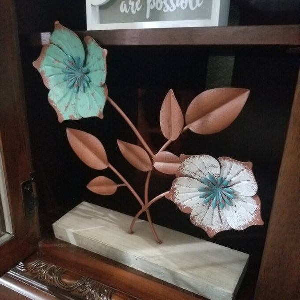 Brown Flower Handmade Metal Sculpture Of Size 12"H × 11"W × 3"D(inch), Available Exclusively On Shahi Sajawat India, the world of home decor products. Best trendy home decor, living room, kitchen and bathroom decor ideas of 2021.