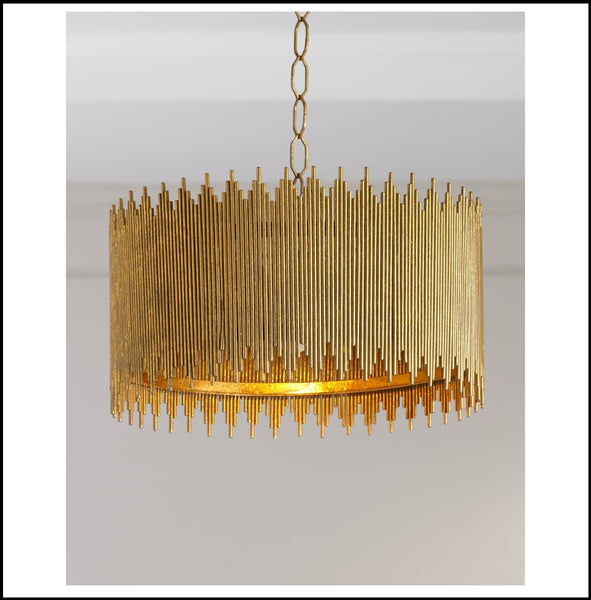 Gold Skyline Handcrafted Metal (Iron) Pendant Lights Are Painted With 1 Light And AC Power Source and Voltage Of 90-260V And E27 Base Type, available exclusively on Shahi Sajawat India, the world of home decor products.Best trendy home decor, living room, kitchen and bathroom decor ideas of 2022.