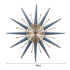 Bluish Grey Geometric Sunburst Metal Quartz Wall Clock Has A Needle Display Type, Single Face Form, In Two Sizes Of 50cm and 70cm, available exclusively on Shahi Sajawat India, the world of home decor products.Best trendy home decor, living room and kitchen decor ideas of 2020.