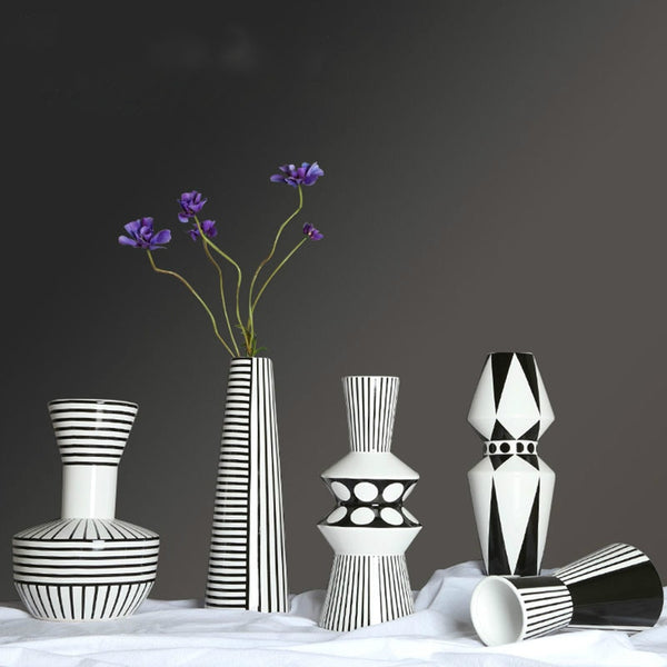 Black And White Ceramic Printed Tabletop Vases In 5 Styles, available exclusively on Shahi Sajawat India, the world of home decor products. Best trendy home decor, living room, kitchen and bathroom decor ideas of 2020.