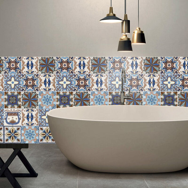 DIY Multicoloured Bohemian Self adhesive PVC Wall Tile Stickers Are smooth surfaced, waterproof, fireproof, mould-proof, extra thick, environment friendly, available exclusively on Shahi Sajawat India, the world of home decor products.Best trendy home decor, living room, kitchen and bathroom decor ideas of 2020.