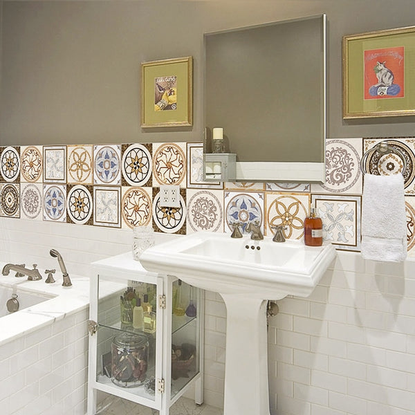DIY Multicoloured Bohemian Self adhesive PVC Wall Tile Stickers Are smooth surfaced, waterproof, fireproof, mould-proof, extra thick, environment friendly, available exclusively on Shahi Sajawat India, the world of home decor products.Best trendy home decor, living room, kitchen and bathroom decor ideas of 2020.