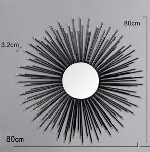 Black Sunburst Wrought Iron (Metal) Wall Mirrors Of Size 80×80cm Are Waterproof, Corrosion resistant, Scratch Resistant, available exclusively on Shahi Sajawat India, the world of home decor products.Best trendy home decor, living room, kitchen and bathroom decor ideas of 2021.