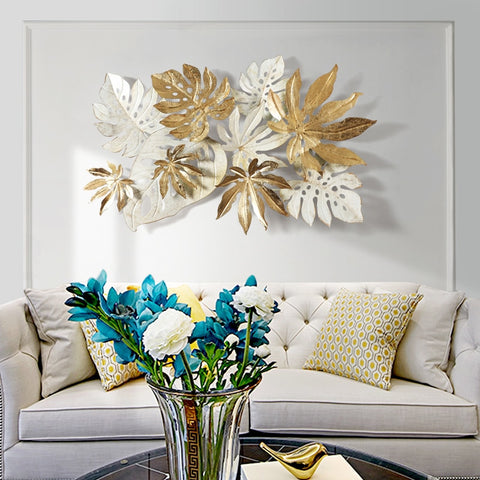 Large Gold And White Leaves Wrought Iron Nordic Wall Hangings Of Size 65×110cm, available exclusively on Shahi Sajawat India, the world of home decor product. Best trendy home decor, living room, kitchen and bathroom decor ideas of 2020.