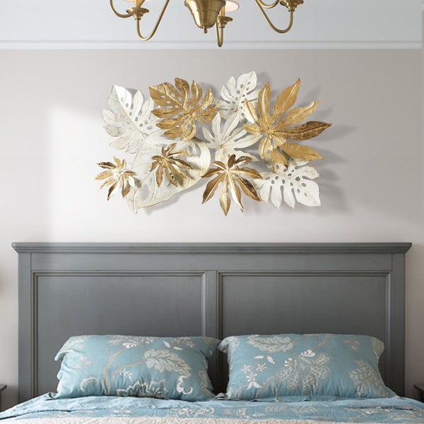 Large Gold And White Leaves Wrought Iron Nordic Wall Hangings Of Size 65×110cm, available exclusively on Shahi Sajawat India, the world of home decor product. Best trendy home decor, living room, kitchen and bathroom decor ideas of 2020.