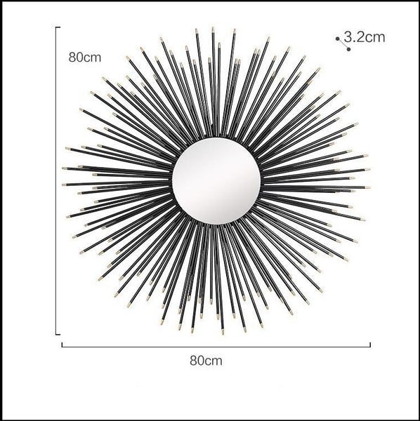 Black Sunburst Wrought Iron (Metal) Wall Mirrors Of Size 80×80cm Are Waterproof, Corrosion resistant, Scratch Resistant, available exclusively on Shahi Sajawat India, the world of home decor products.Best trendy home decor, living room, kitchen and bathroom decor ideas of 2021.