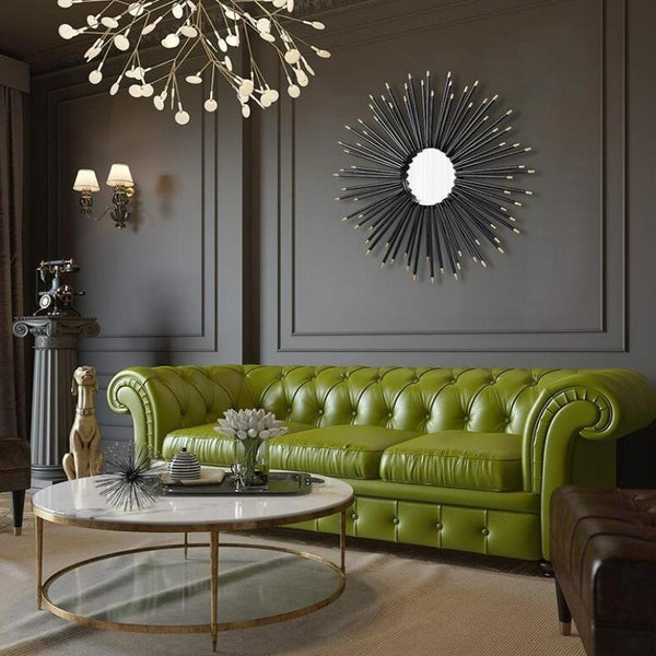 Black Sunburst Wrought Iron (Metal) Wall Mirrors Of Size 80×80cm Are Waterproof, Corrosion resistant, Scratch Resistant, available exclusively on Shahi Sajawat India, the world of home decor products.Best trendy home decor, living room, kitchen and bathroom decor ideas of 2021.
