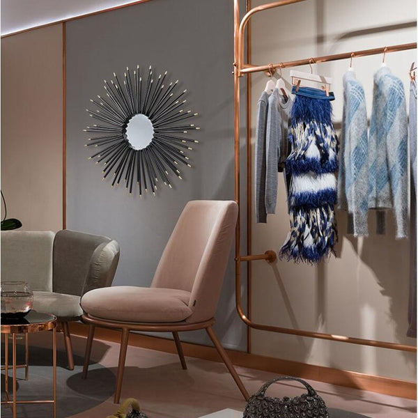 Black Sunburst Wrought Iron (Metal) Wall Mirrors Of Size 80×80cm Are Waterproof, Corrosion resistant, Scratch Resistant, available exclusively on Shahi Sajawat India, the world of home decor products.Best trendy home decor, living room, kitchen and bathroom decor ideas of 2021.