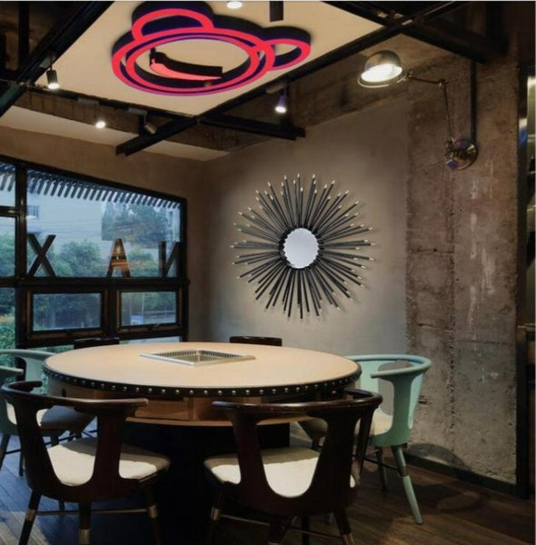 Black Sunburst Wrought Iron (Metal) Wall Mirrors Of Size 80×80cm Are Waterproof, Corrosion resistant, Scratch Resistant, available exclusively on Shahi Sajawat India, the world of home decor products.Best trendy home decor, living room, kitchen and bathroom decor ideas of 2021.