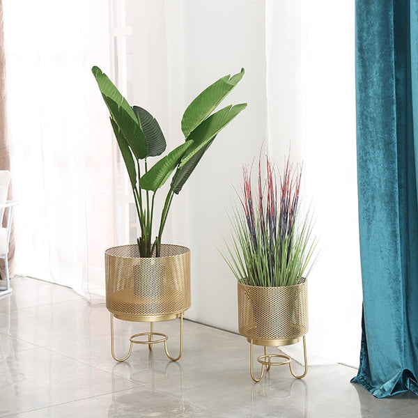 Gold 2 Piece Iron ( Metal) Floor Planters,With Honeycomb Grid Design, available exclusively on Shahi Sajawat India, the world of home decor products.Best trendy home decor, living room, kitchen and bathroom decor ideas of 2021.