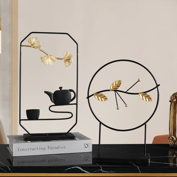 Black And Gold Concept Metal Figurines In Themes Of Tea/Bamboo/Autumn/Fan/Flowers, Available exclusively on Shahi Sajawat India, the world of home decor products. Best trendy home decor, living room, kitchen and bathroom decor ideas of 2021.